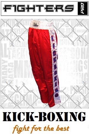 FIGHT-FIT - Pantalones de Kickboxing / Satín / Rojo / Large
