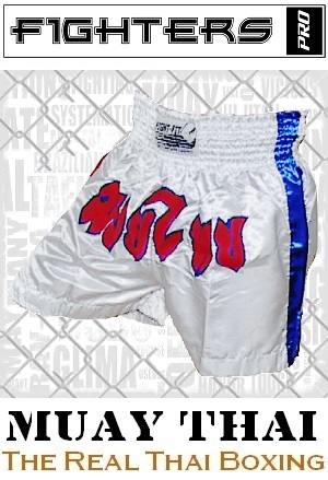 FIGHTERS - Shorts de Muay Thai / Blanc / Medium