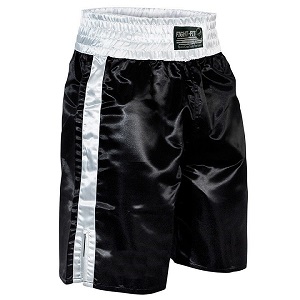 FIGHT-FIT - Shorts de Boxeo Largo / Negro-Blanco / Small
