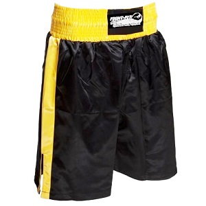 FIGHT-FIT - Pantaloncini da Boxe / Nero-Giallo / Large