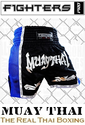 FIGHTERS - Thaibox Shorts / Elite Muay Thai / Schwarz-Blau / XL