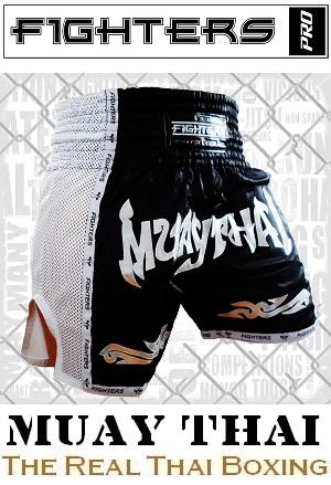 FIGHTERS - Thaibox Shorts / Elite Muay Thai / Schwarz-Weiss / XS