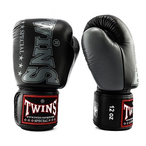 Twins - Guantes Boxeo / BGVL-8 / Negro-Gris / 14 oz