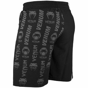 Venum - Short de Fitness / Logos / Negro-Blanco / Small